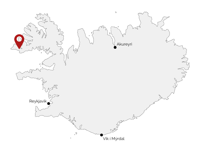 La carcasse du Garðar BA 64 sur une carte d'Islande